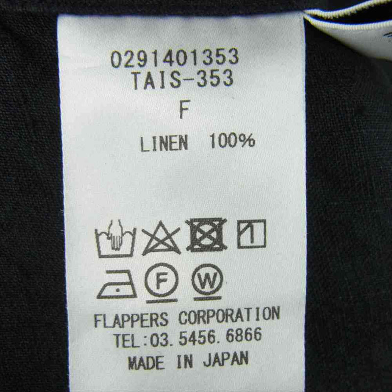 ティッカ TAIS-353 リネン スクエア ビッグ ロングシャツ 長袖 日本製 ブラック系 F【中古】