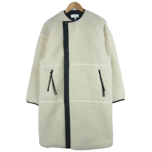 HYKE ハイク FAUX SHEARLING COAT シャーリング コート ボアフリース ノーカラー ファー クリーム系 1【美品】【中古】