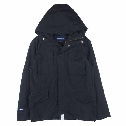 DESCENDANT ディセンダント 17AW BALBOA SATIN JACKET バルボア サテン ミリタリー フード ジャケット ブラック系 1【中古】