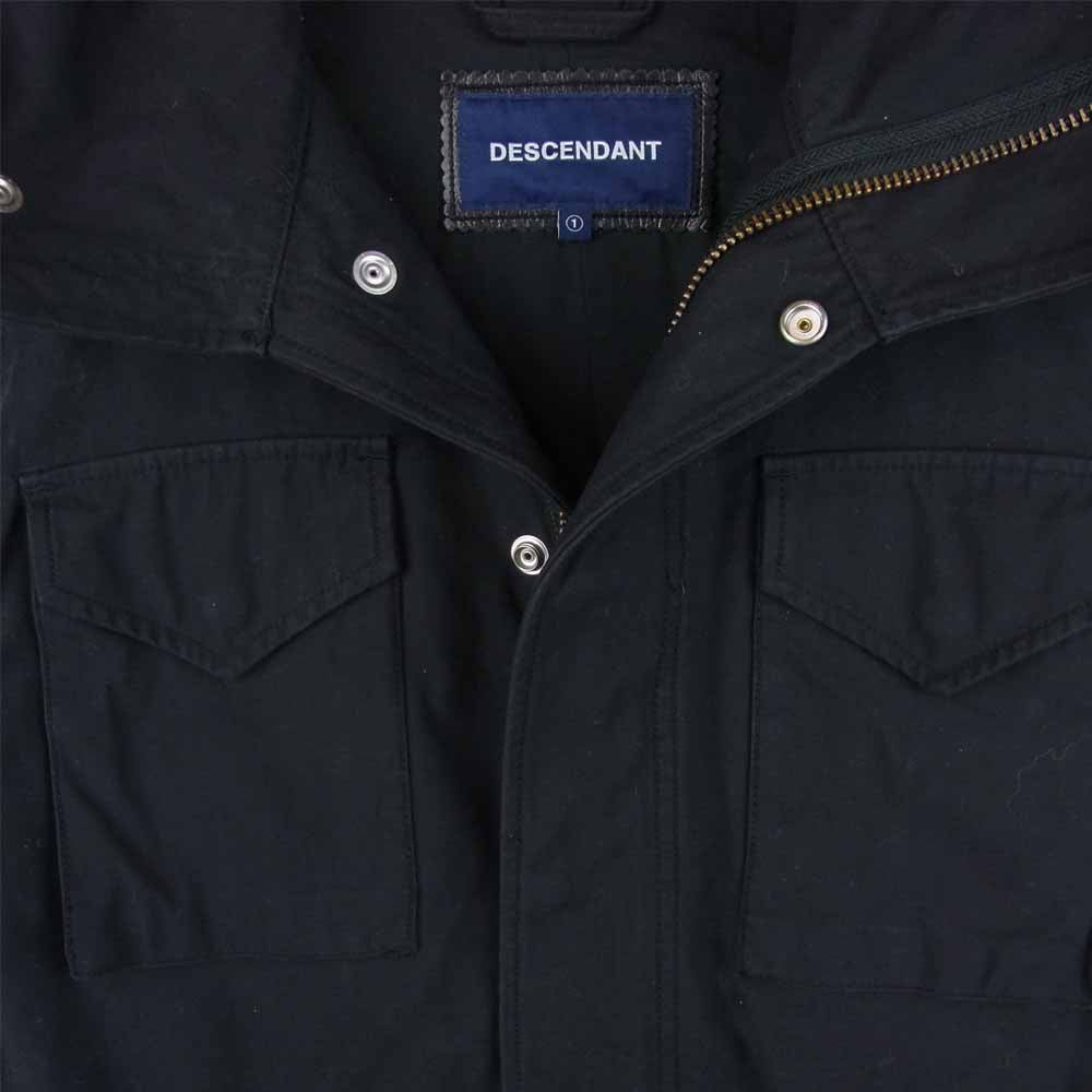 DESCENDANT ディセンダント 17AW BALBOA SATIN JACKET バルボア サテン ミリタリー フード ジャケット ブラック系 1【中古】