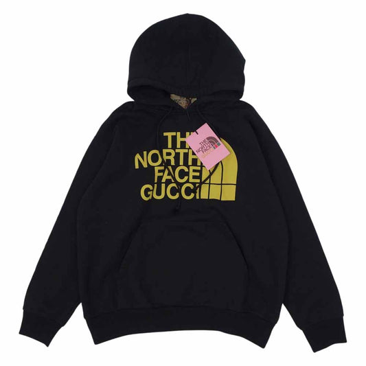 GUCCI グッチ 651724 × ノースフェイス THE NORTH FACE 国内正規品 プリント ロゴ パーカー ブラック系【極上美品】【中古】