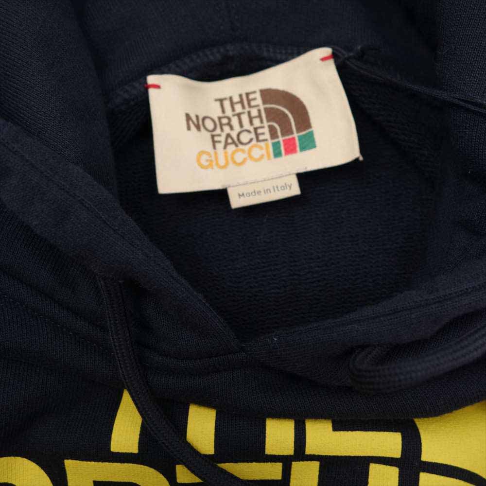 GUCCI グッチ 651724 × ノースフェイス THE NORTH FACE 国内正規品 プリント ロゴ パーカー ブラック系【極上美品】【中古】