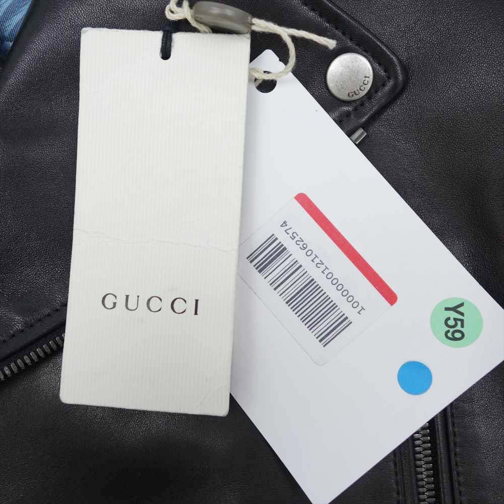 GUCCI グッチ 408386 国内正規品 シルク スカーフ ダブル ライダース ジャケット ブラック系 48【美品】【中古】