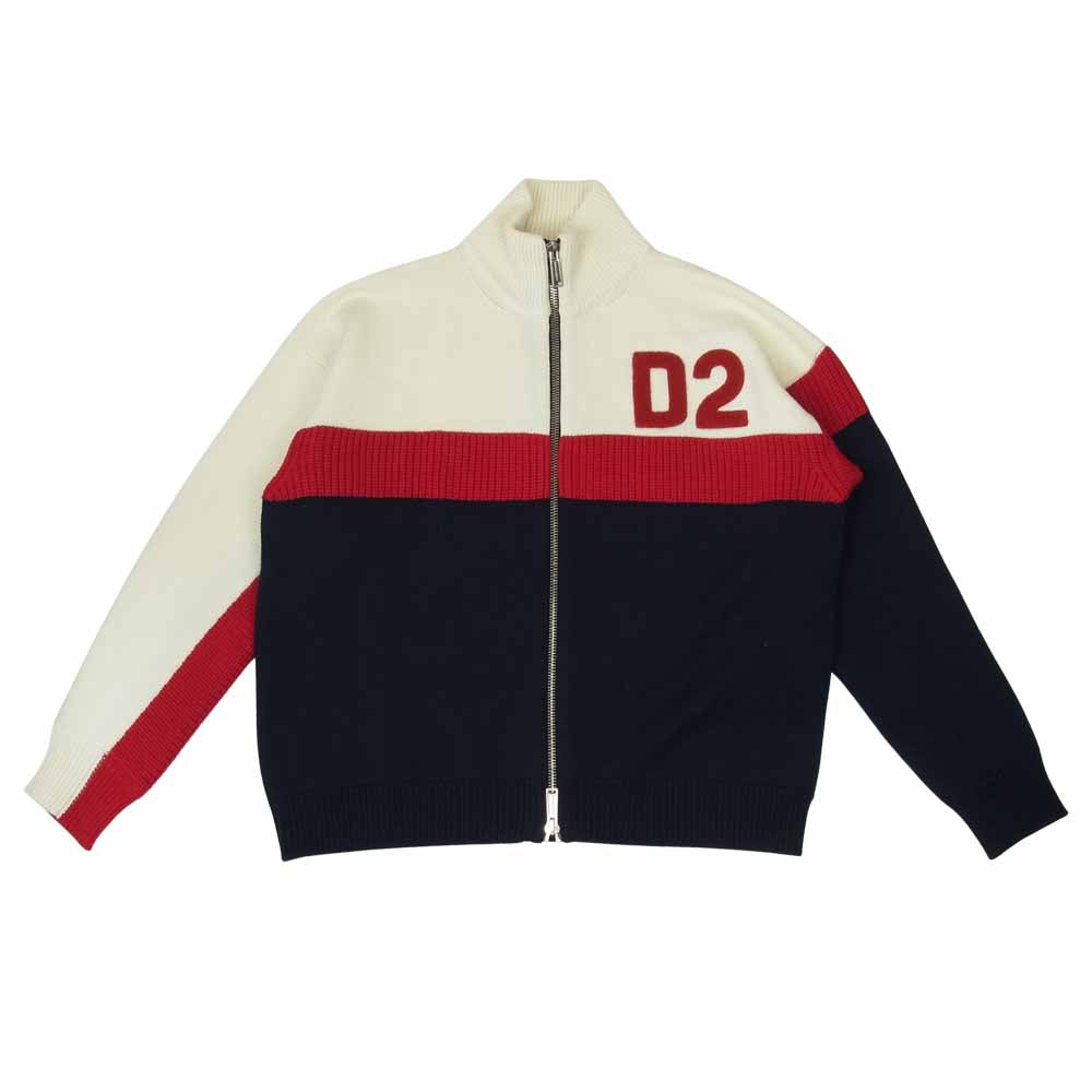 DSQUARED2 ディースクエアード Colorblock D2 Cardigan ジップアップ ドライバーズ ニット L【美品】【中古】
