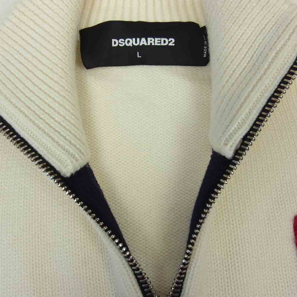 DSQUARED2 ディースクエアード Colorblock D2 Cardigan ジップアップ ドライバーズ ニット L【美品】【中古】