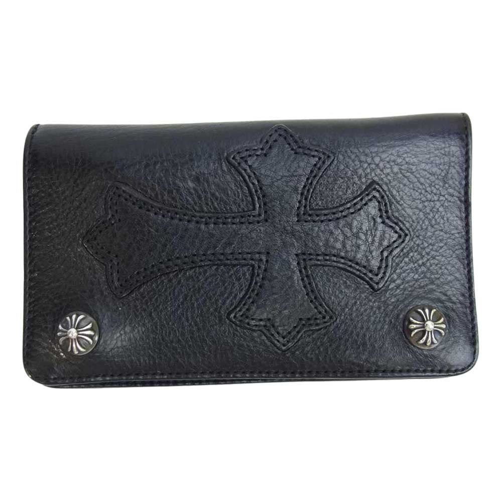 CHROME HEARTS クロムハーツ（原本無） 1ZIP ジップ クロスパッチ ウォレット ブラック系【中古】