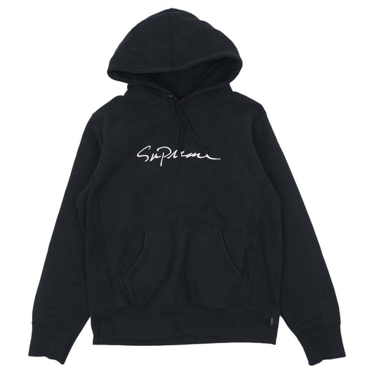 Supreme シュプリーム 18AW CLASSIC SCRIPT HOODED SWEATSHIRT クラシック スクリプト ロゴ刺繍 プルオーバー パーカー ブラック系 S【中古】