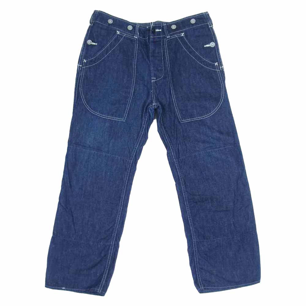 ウエス マルチポケット ワークパンツ デニムパンツ ウエストボタン インディゴブルー系 2【中古】