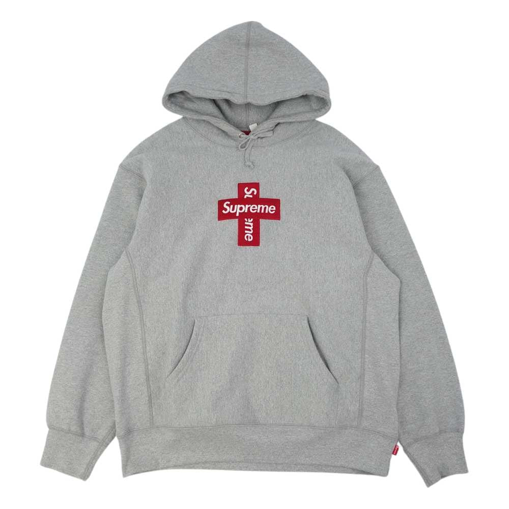 Supreme シュプリーム 20AW Cross Box Logo Hooded Sweatshirt クロスボックスロゴ フーデッド スウェットシャツ プルオーバーパーカー グレー系 L【中古】