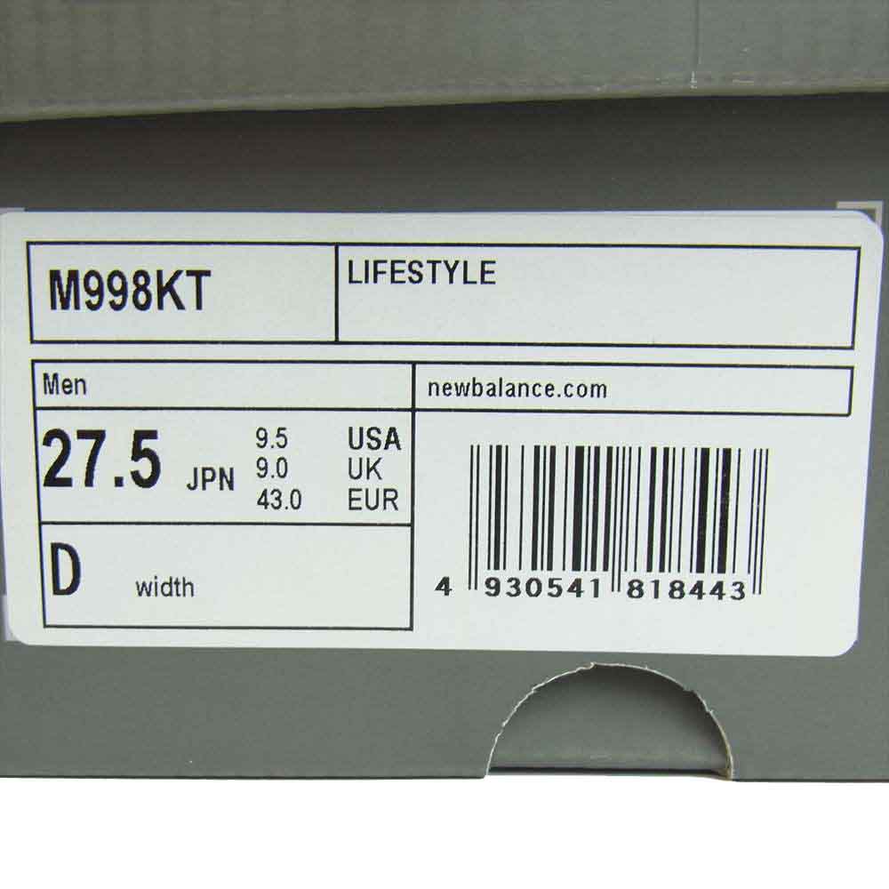 キス × NEW BALANCE ニューバランス M998KT STEEL BLUE グレー系 27.5cm【新古品】【未使用】【中古】