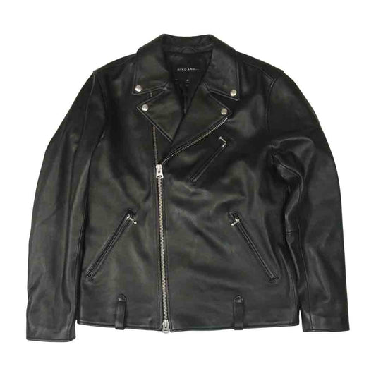 ニコアンド ラムレザー ダブル ライダース ジャケット ブラック系 4【中古】