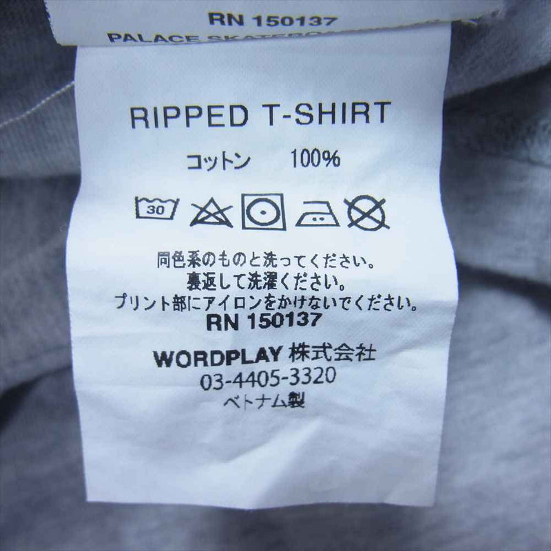 パレス スケートボード 19AW RIPPED T-SHIRT プリント Tシャツ グレー系 XL【中古】