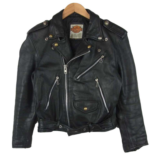 HARLEY DAVIDSON ハーレーダビッドソン バーアンドシールドタグ ダブル ライダース ジャケット ブラック系 34【中古】