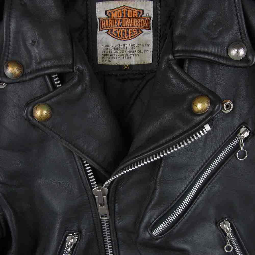 HARLEY DAVIDSON ハーレーダビッドソン バーアンドシールドタグ ダブル ライダース ジャケット ブラック系 34【中古】