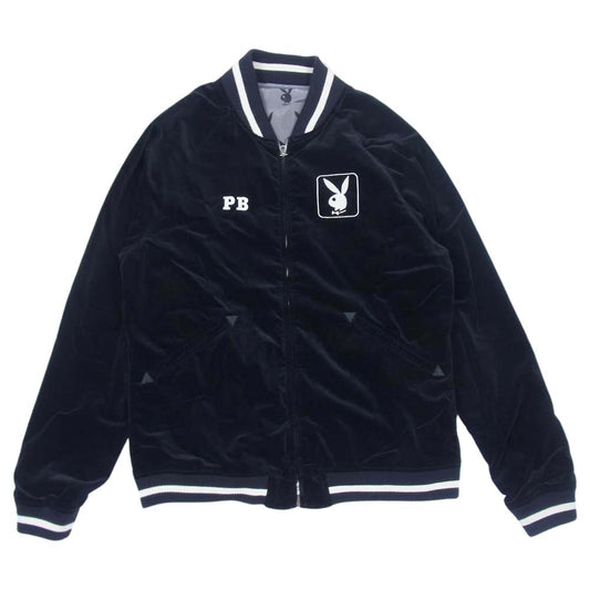 HYSTERIC GLAMOUR ヒステリックグラマー 1234AB01 PLAYBOY プレイボーイ STIE lo スティーロ 野口強 Reversible Jacket リバーシブル ジャケット スカジャン ブラック系 グレー系 L【中古】