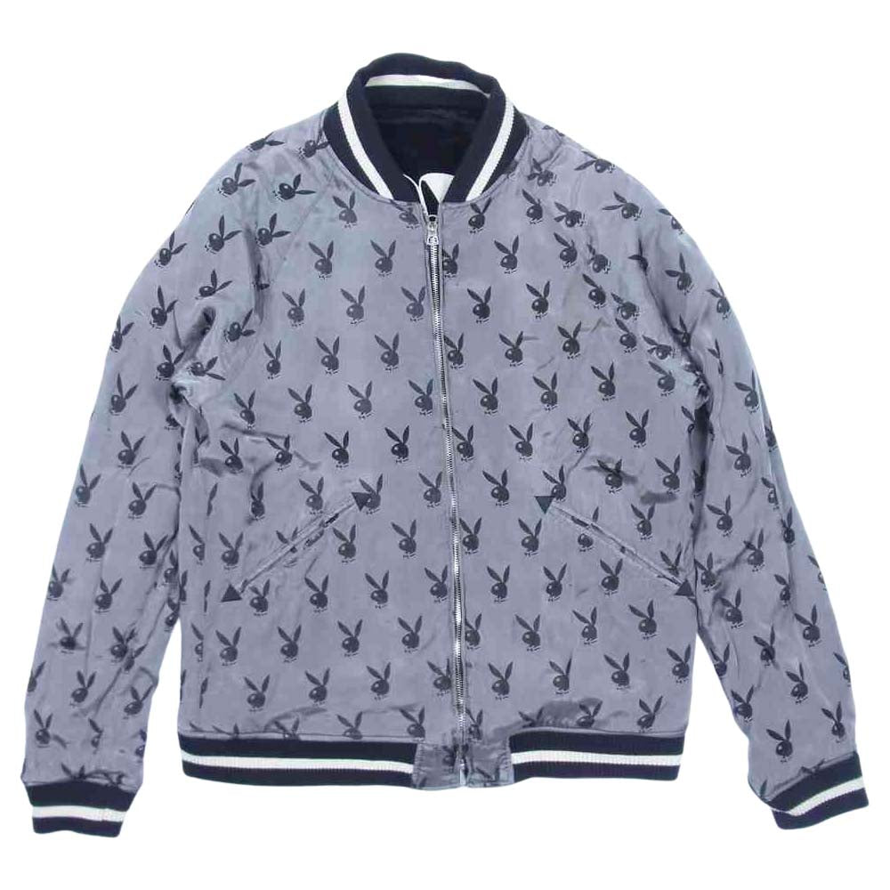 HYSTERIC GLAMOUR ヒステリックグラマー 1234AB01 PLAYBOY プレイボーイ STIE lo スティーロ 野口強 Reversible Jacket リバーシブル ジャケット スカジャン ブラック系 グレー系 L【中古】