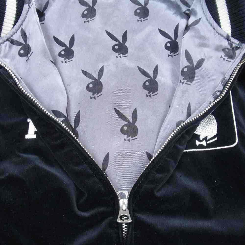 HYSTERIC GLAMOUR ヒステリックグラマー 1234AB01 PLAYBOY プレイボーイ STIE lo スティーロ 野口強 Reversible Jacket リバーシブル ジャケット スカジャン ブラック系 グレー系 L【中古】