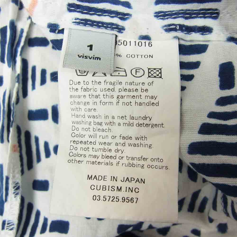 VISVIM ビズビム 0115105011016 KAHUNA SHIRT BENO S/S  ホワイト系 ネイビー系 1【中古】