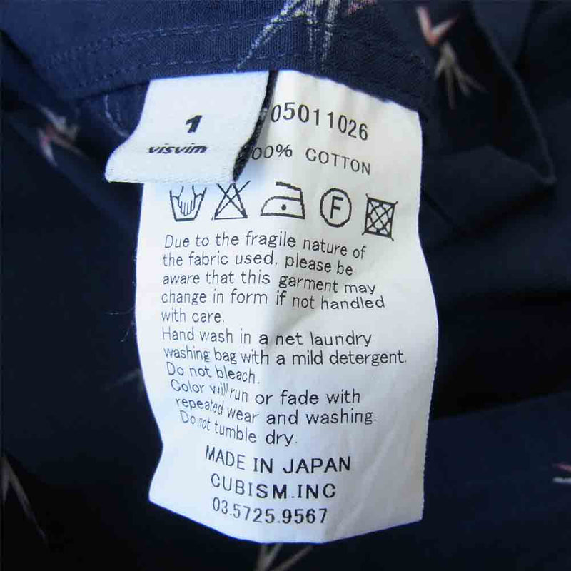 VISVIM ビズビム 0116105011026 DUKE SHIRT S/S ALLOVER-V ネイビー系 1【中古】