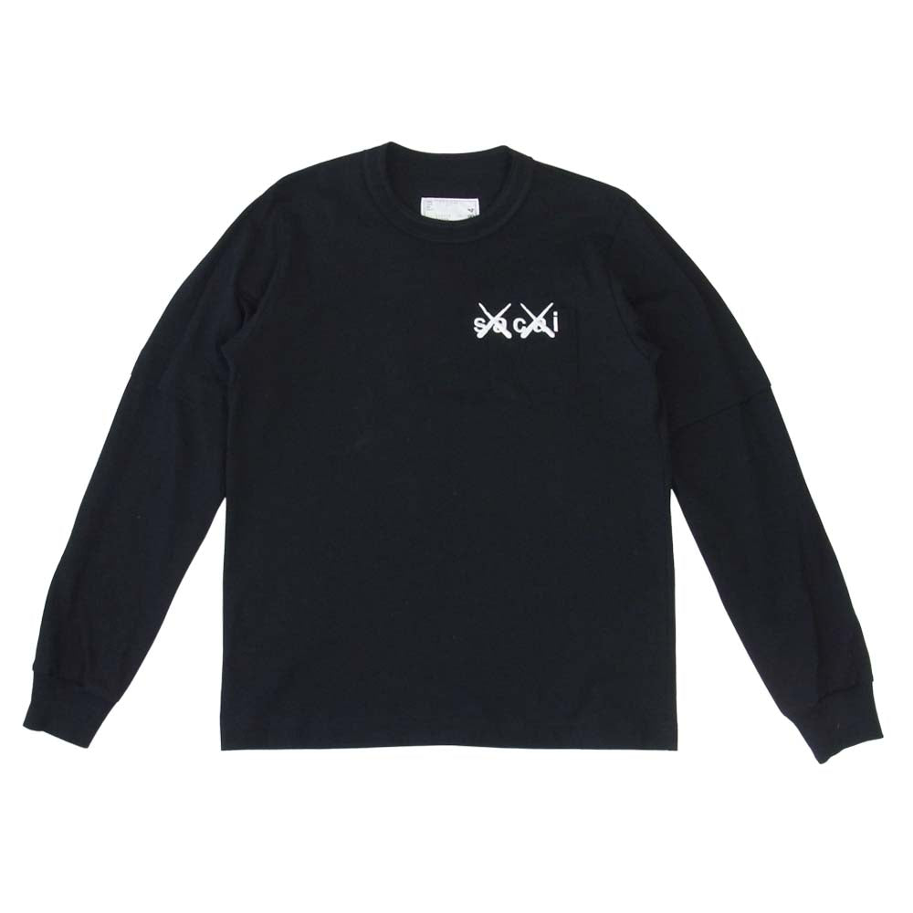 Sacai サカイ 21AW 21-0284S KAWS Embroidery Long Sleeve カウズ ロゴ刺繍 長袖 ブラック系 1【中古】