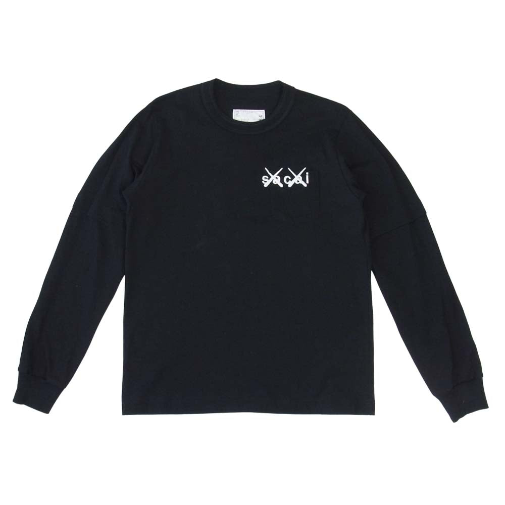 sacai KAWS Tシャツ 2 M Black 黒 刺繍 サカイ カウズ-