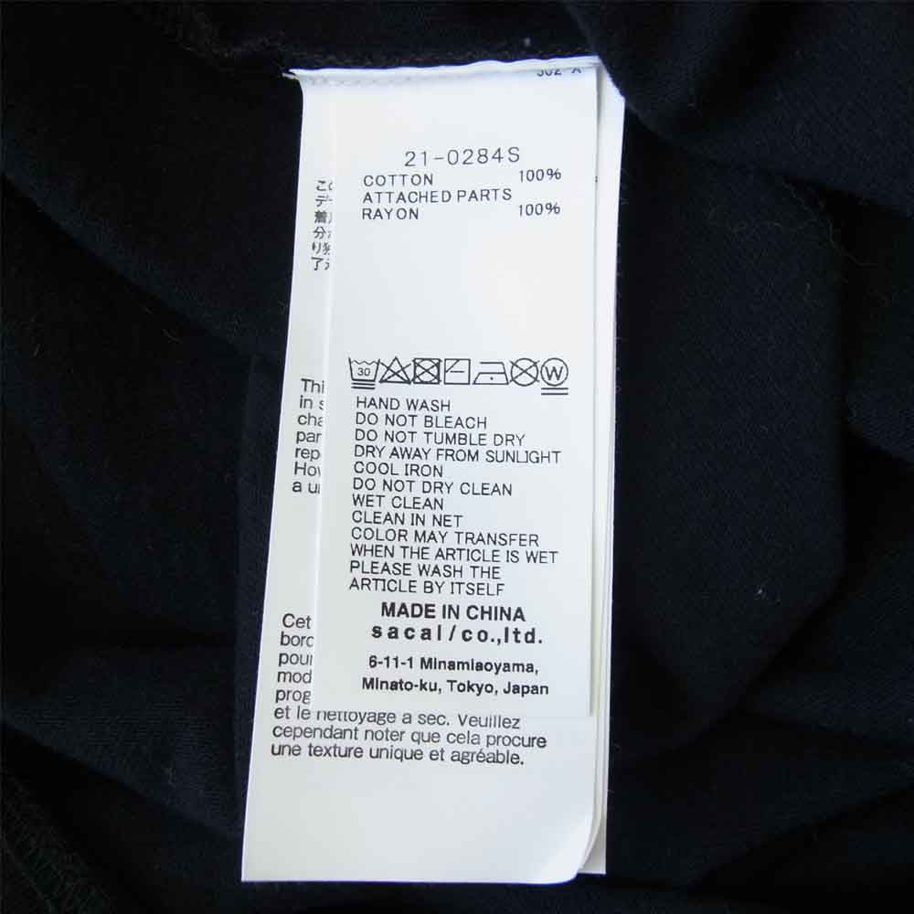Sacai サカイ 21AW 21-0284S KAWS Embroidery Long Sleeve カウズ ロゴ刺繍 長袖 ブラック系 1【中古】