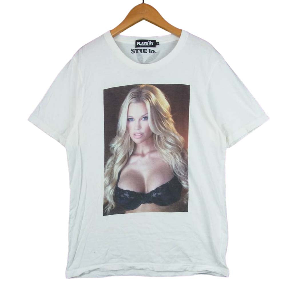 HYSTERIC GLAMOUR ヒステリックグラマー 1234CT07 プレイボーイ PLAY BOY LOVES STIE lo. ガールプリント 半袖 Tシャツ ホワイト系 M【中古】
