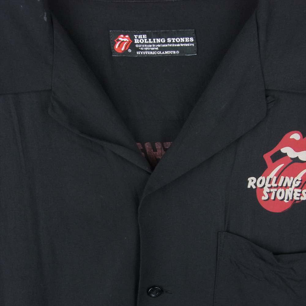 HYSTERIC GLAMOUR ヒステリックグラマー 14SS 0242AH05 ローリングストーンズ ROLLING STONES リップ＆タン オープンカラー 半袖 シャツ ブラック系 M【中古】