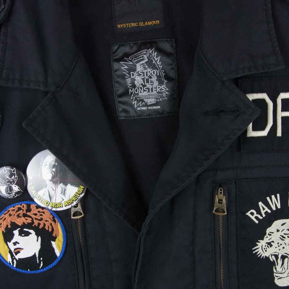 HYSTERIC GLAMOUR ヒステリックグラマー 0213AB08 DAM ワッペン 缶バッジ F-2 ミリタリー ジャケット コットン ブラック系 M【中古】