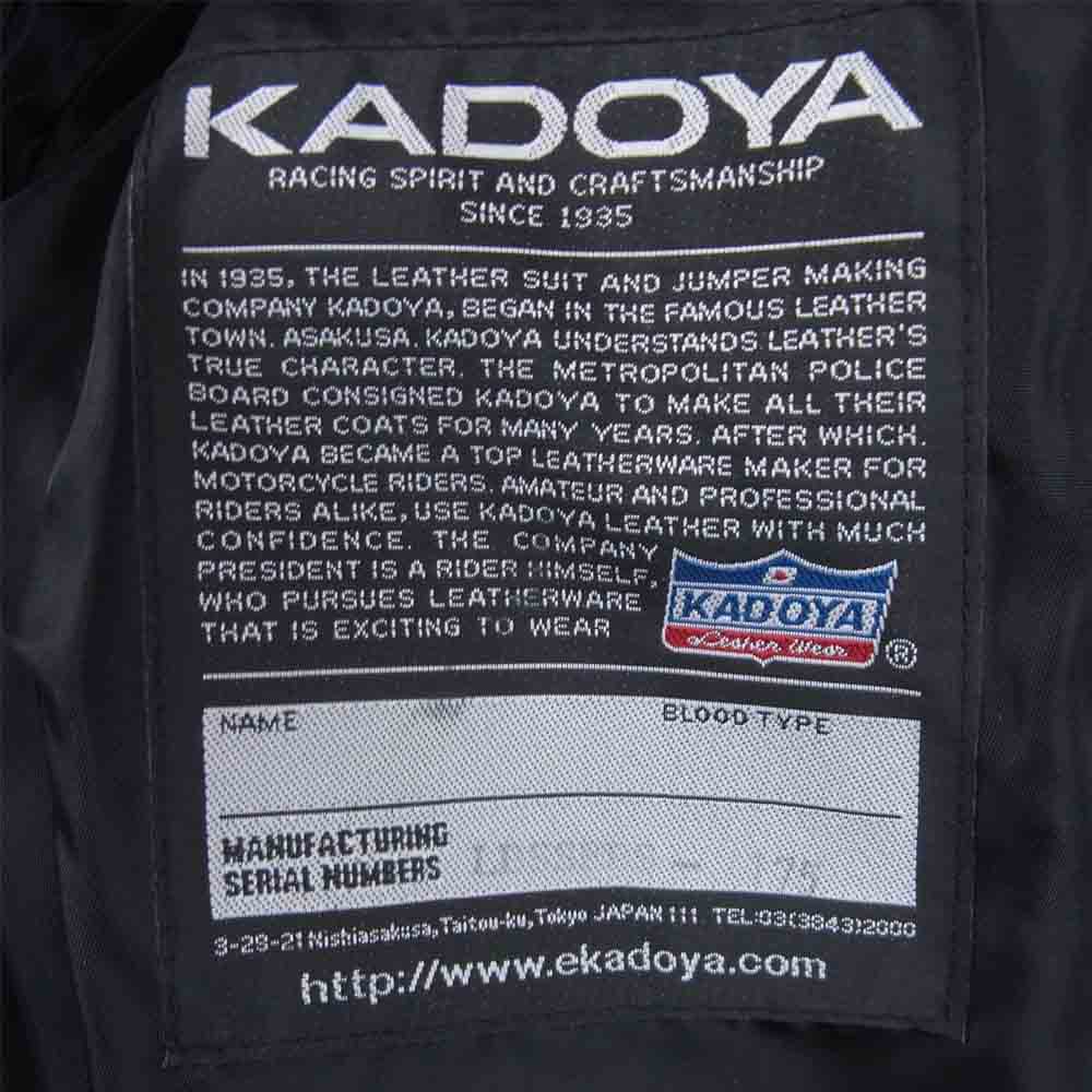 KADOYA カドヤ FPS-2-SFT K'S LEATHER 牛革 レザー シングル ライダース ジャケット 韓国製 ブラック系【中古】