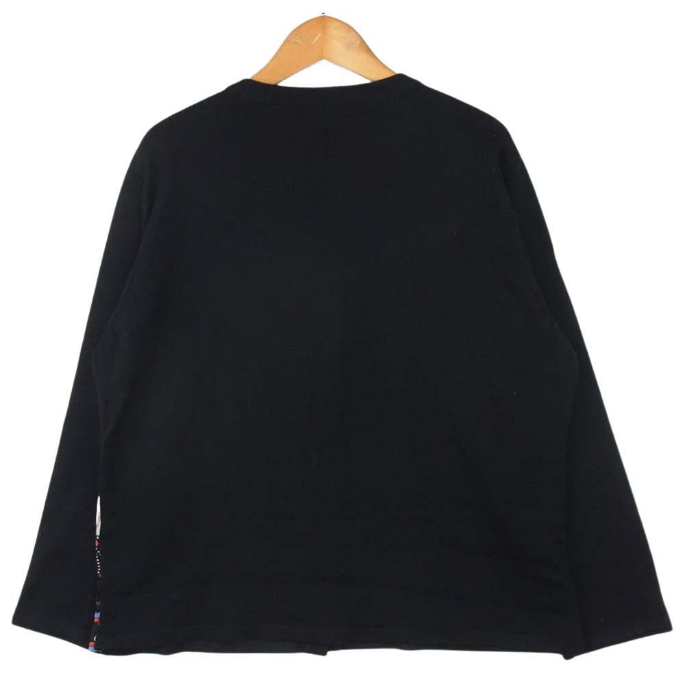 LEONARD レオナール 0329131 切替 柄 ウール シルク カーディガン 日本製 ブラック系 LL【中古】