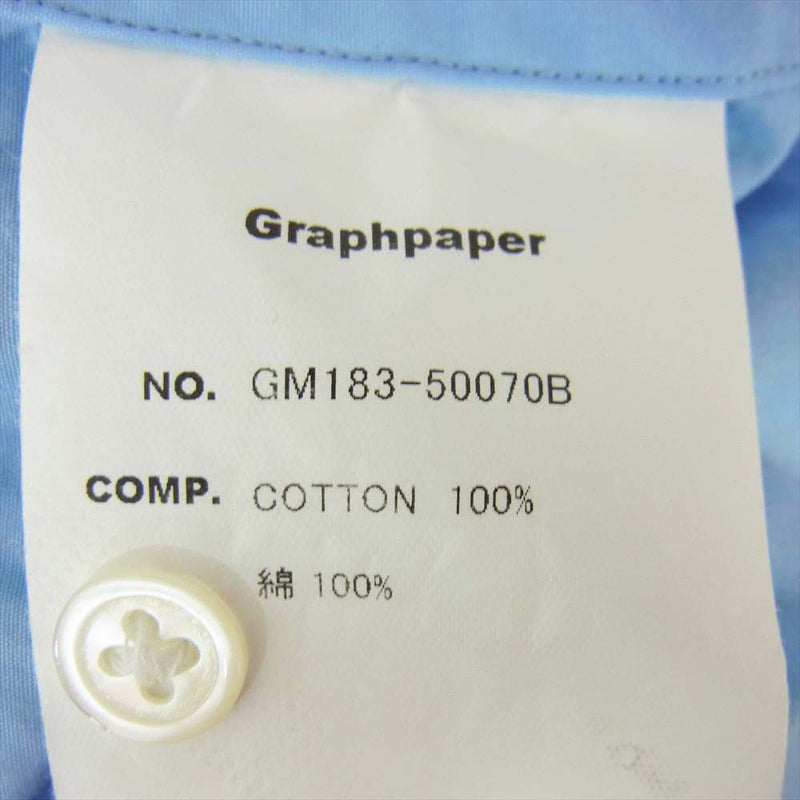 GRAPHPAPER グラフペーパー 18AW GM183-50070B Band Collar Shirt バンドカラー プルオーバー シャツ 1【中古】