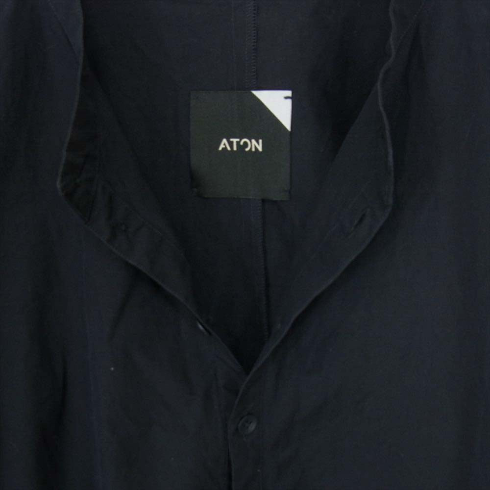 エイトン 21SS 6951609 GIZA BROAD BAND COLLAR SHIRT バンドカラー シャツ ネイビー 06【中古】