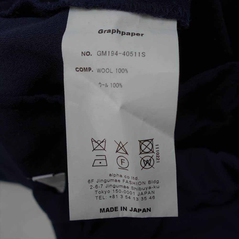 GRAPHPAPER グラフペーパー 19AW GM194-40511S Wool Cook Pant ウール コック シェフ パンツ F【中古】