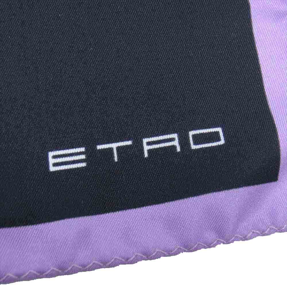 ETRO エトロ 1T199 アニマル＆フラワーモチーフ シルク100% ポケットチーフ スカーフ【新古品】【未使用】【中古】