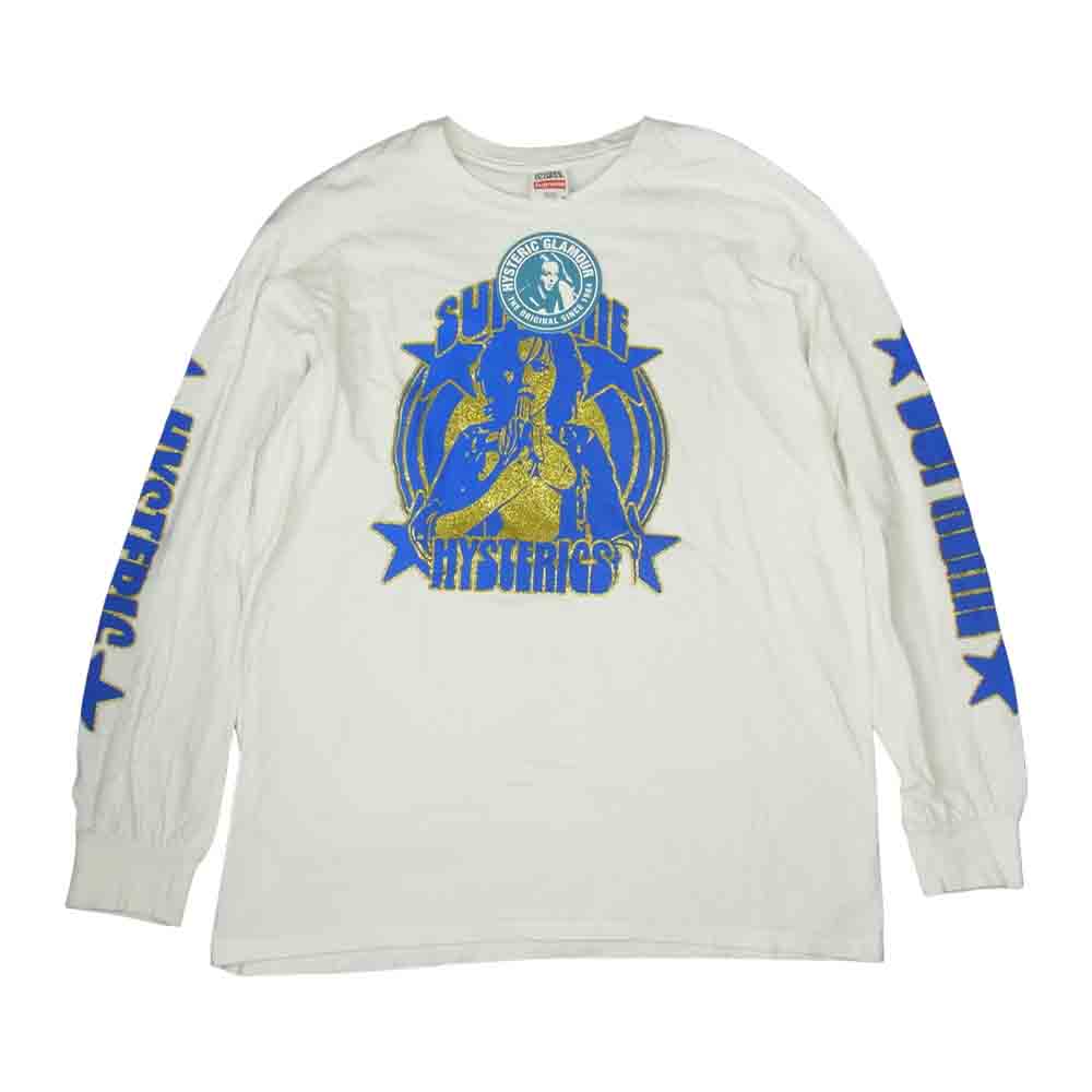 Supreme シュプリーム 21SS × HYSTERIC GLAMOUR ヒステリックグラマー L/S Tee プリント 長袖 Tシャツ ホワイト系 M【中古】