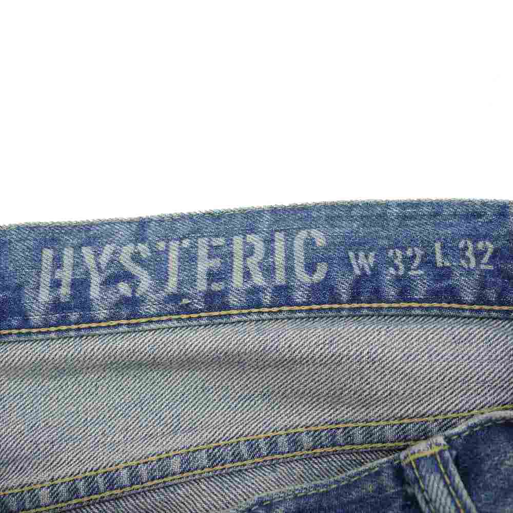 HYSTERIC GLAMOUR ヒステリックグラマー 02211AP05 FLAMING ROCK リメイク クラッシュ ダメージ 加工 スリム ストレート デニム パンツ 32【中古】