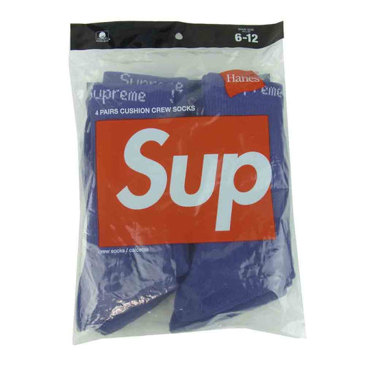 Supreme シュプリーム 21SS HANES 4PAIRS CUSHION CREW SOCKS シュプリーム ヘインズ クルーソックス パープル系 6-12【新古品】【未使用】【中古】