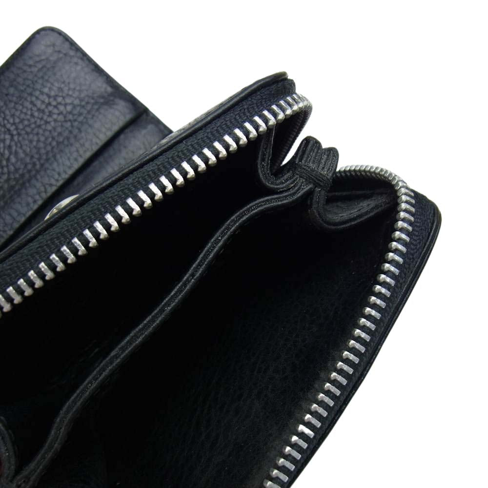 CHROME HEARTS クロムハーツ（原本有） SQ ZIP BILL スクエア ジップ ビル 二つ折り レザー ウォレット ブラック系【中古】