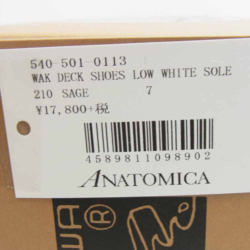 ANATOMICA アナトミカ 540-501-0113 WACOUWA ワクワ LOW WHITE SOLE デッキシューズ ローカット スニーカー SAGE US7【新古品】【未使用】【中古】