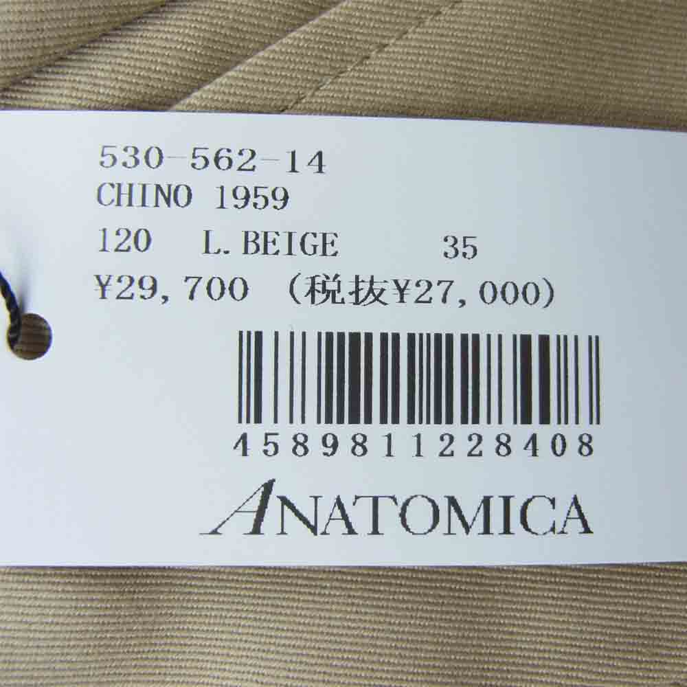 ANATOMICA アナトミカ 530-562-14 CHINO 1959 トラウザー チノ パンツ ライトベージュ系 35【新古品】【未使用】【中古】
