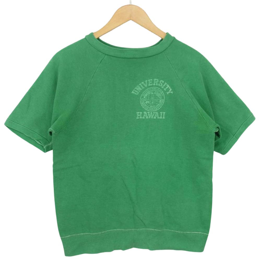 ヘインズ 50s 半袖 カレッジロゴ スウェット トレーナー グリーン系 L【中古】