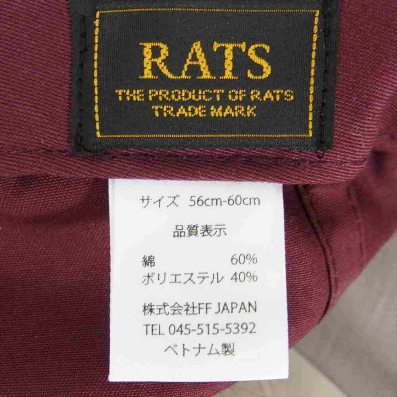 RATS ラッツ 21SS EMBROIDERY CAP "WAY OF LIFE" ロゴ 刺繍 ベースボール キャップ エンジ系【中古】
