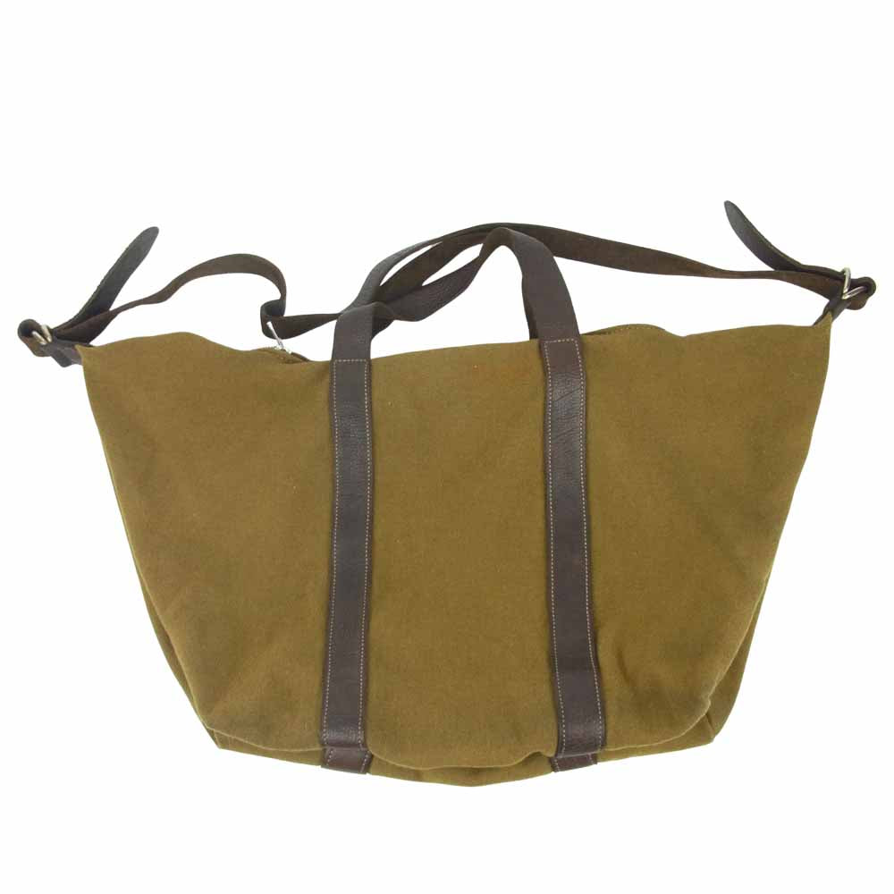 GUIDI グイディ ヘビーリネン レザー 2way ショルダー ボストン バッグ カーキ系【中古】