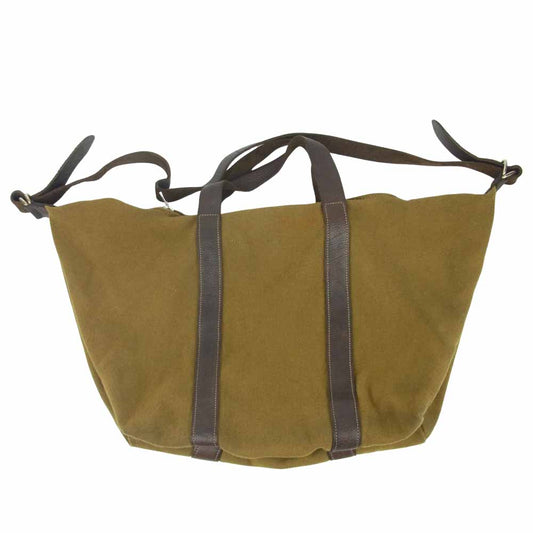 GUIDI グイディ ヘビーリネン レザー 2way ショルダー ボストン バッグ カーキ系【中古】