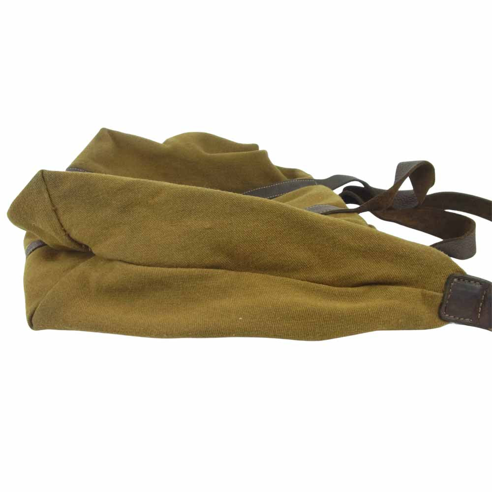 GUIDI グイディ ヘビーリネン レザー 2way ショルダー ボストン バッグ カーキ系【中古】