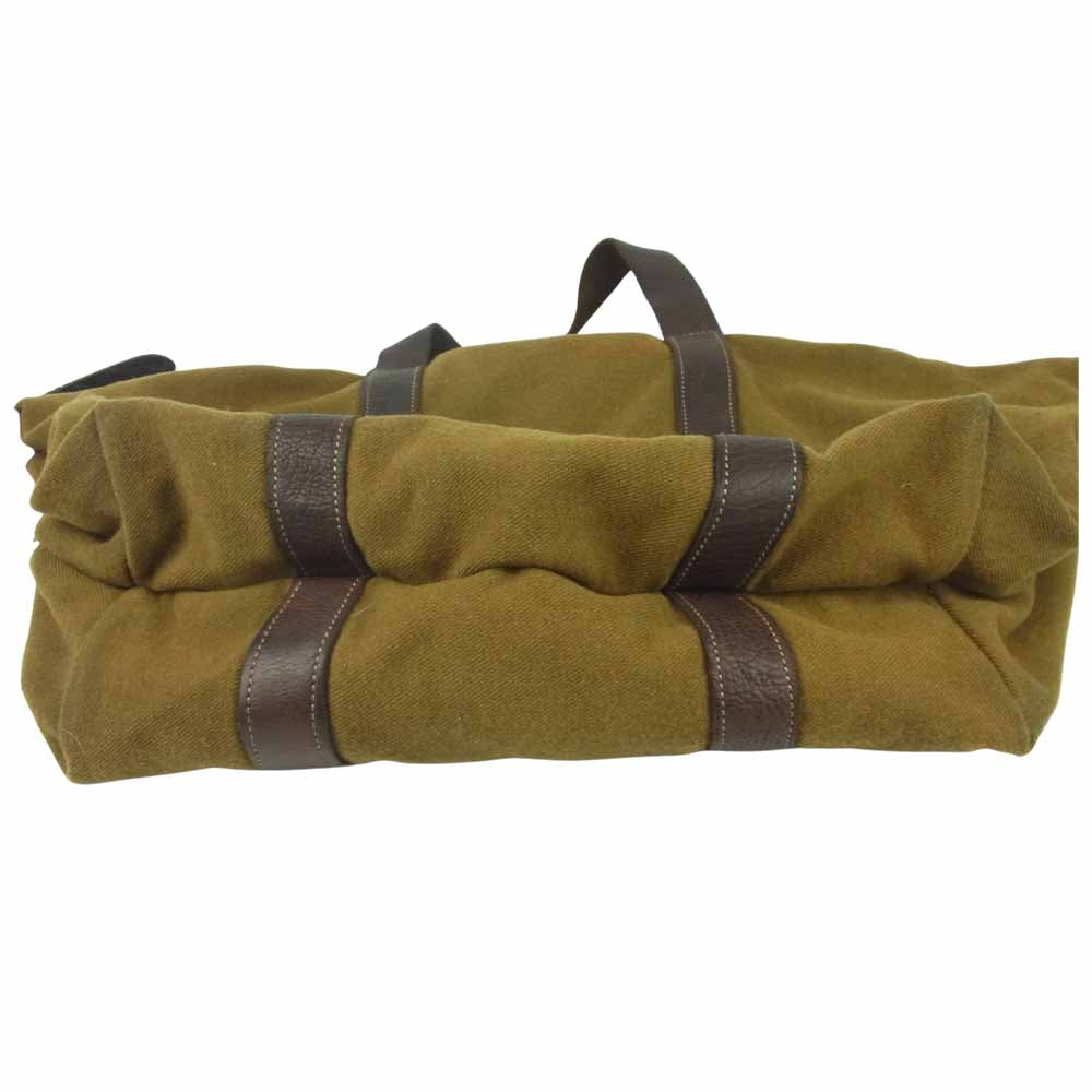 GUIDI グイディ ヘビーリネン レザー 2way ショルダー ボストン バッグ カーキ系【中古】