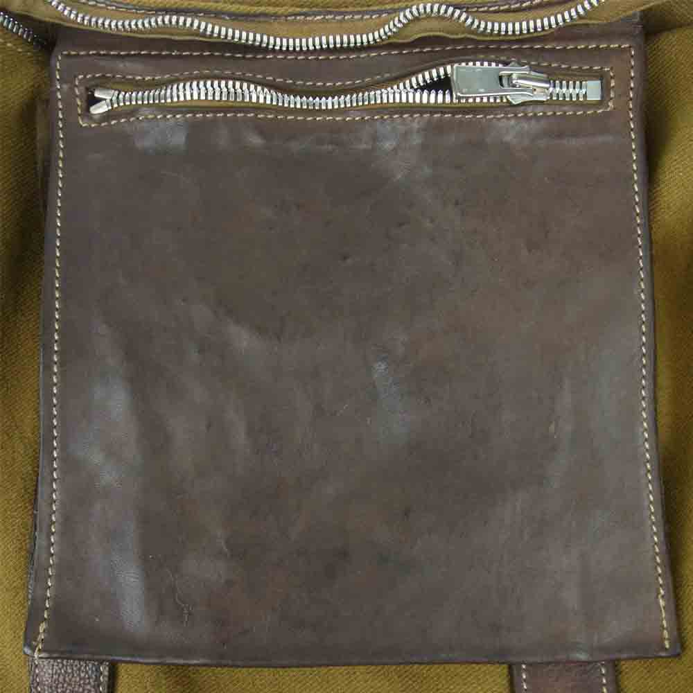 GUIDI グイディ ヘビーリネン レザー 2way ショルダー ボストン バッグ カーキ系【中古】