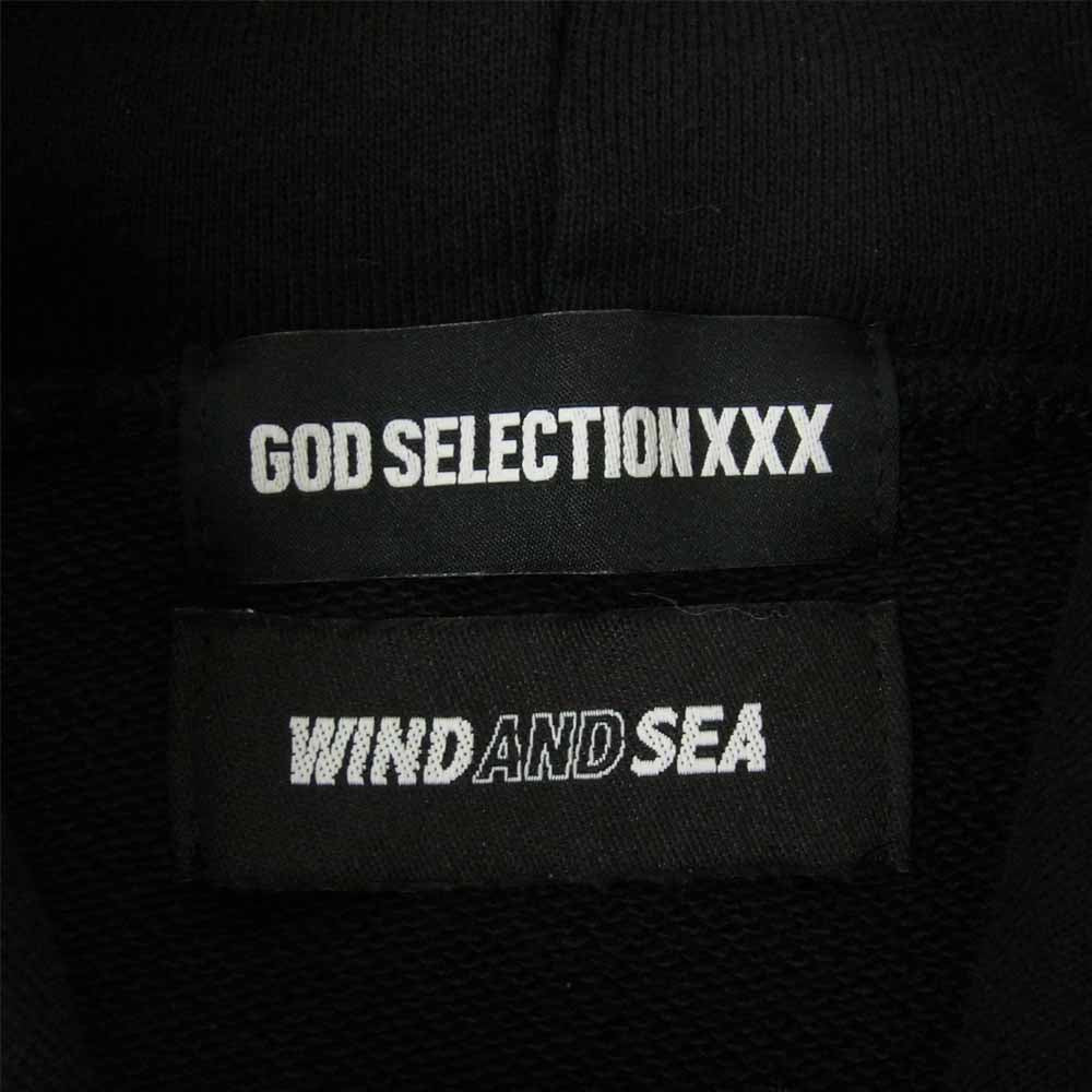 GOD SELECTION XXX ゴッドセレクション 20SS WINDANDSEA MONOGRAM HOODIE ウィンダンシー ロゴ フーディ ブラック系 M【美品】【中古】