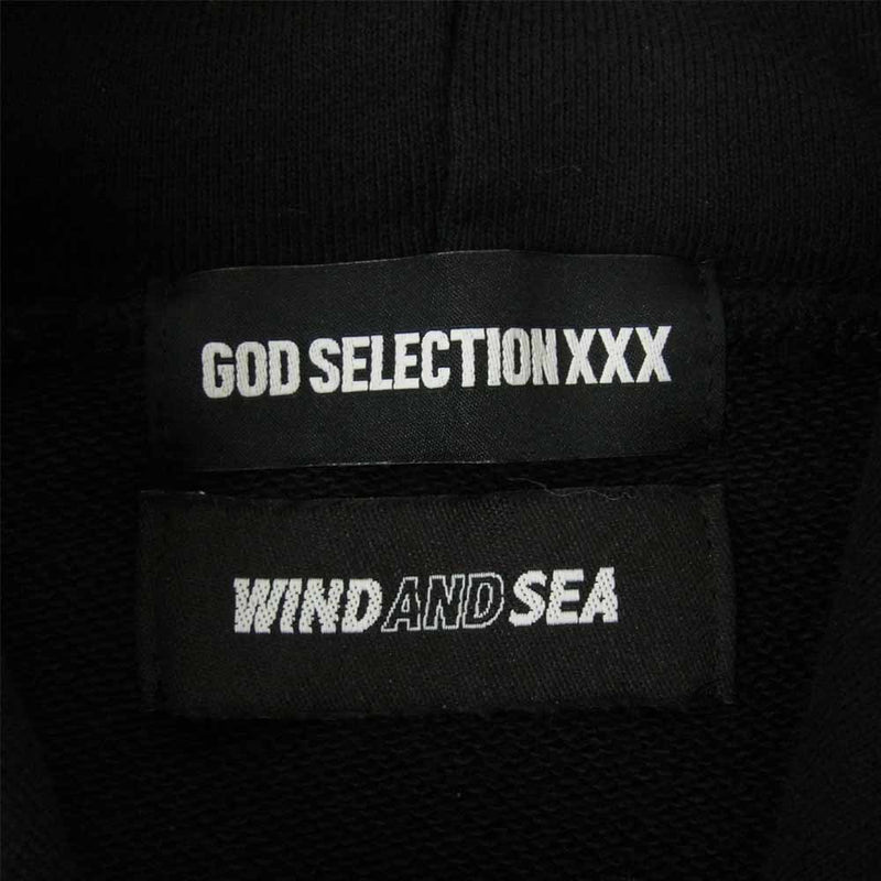 Wind and Sea × God Selection ロゴ フーディー